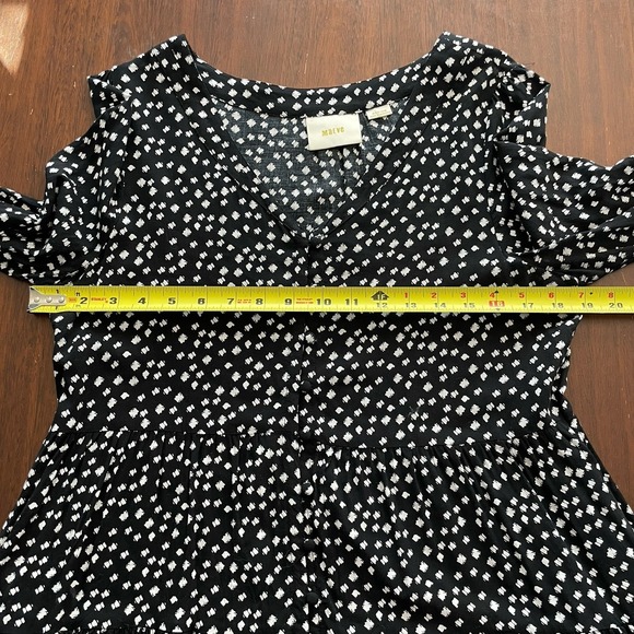 Anthropologie Maeve Lila Tiered Tunic Top Womens Medium‎ Polka dot Black White - Picture 7 of 10